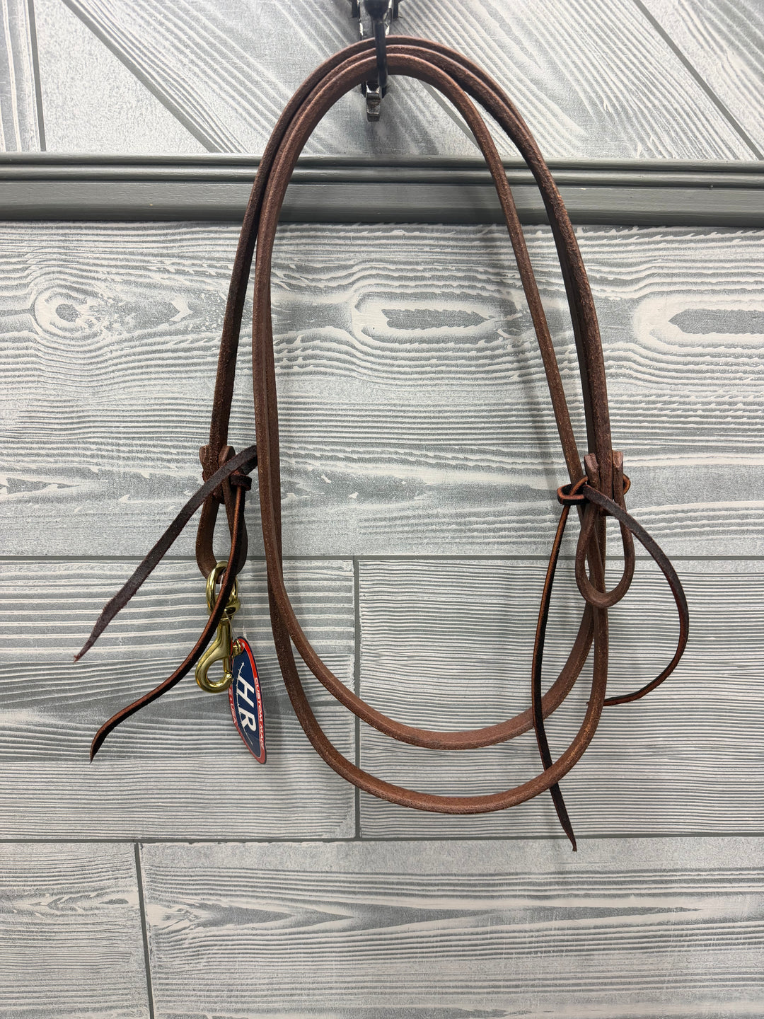 HR Saddles & Tack 8 foot Harness Leather Roping Reins with Single Brass Snap