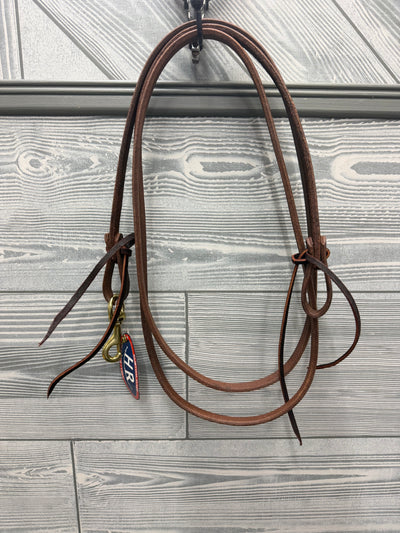 HR Saddles & Tack 8 foot Harness Leather Roping Reins with Single Brass Snap
