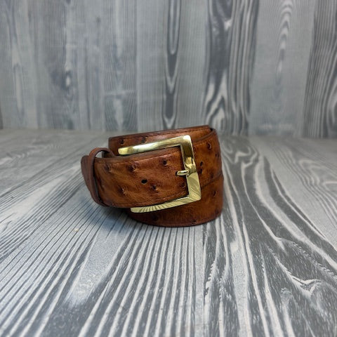 Chacon Brandy Full Quill Ostrich 1 1/2" Belt