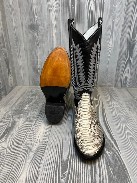 Men's Cowtown Natural Python with 13" Black Cowhide Top Western Boots - 808