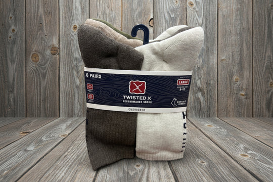 Twisted X Cushioned Mid Calf Performance Socks 6 Pack