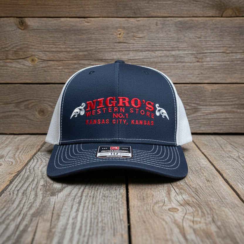 Nigro's Richardson 112 Split Navy/White Scroll Logo - NBC 47