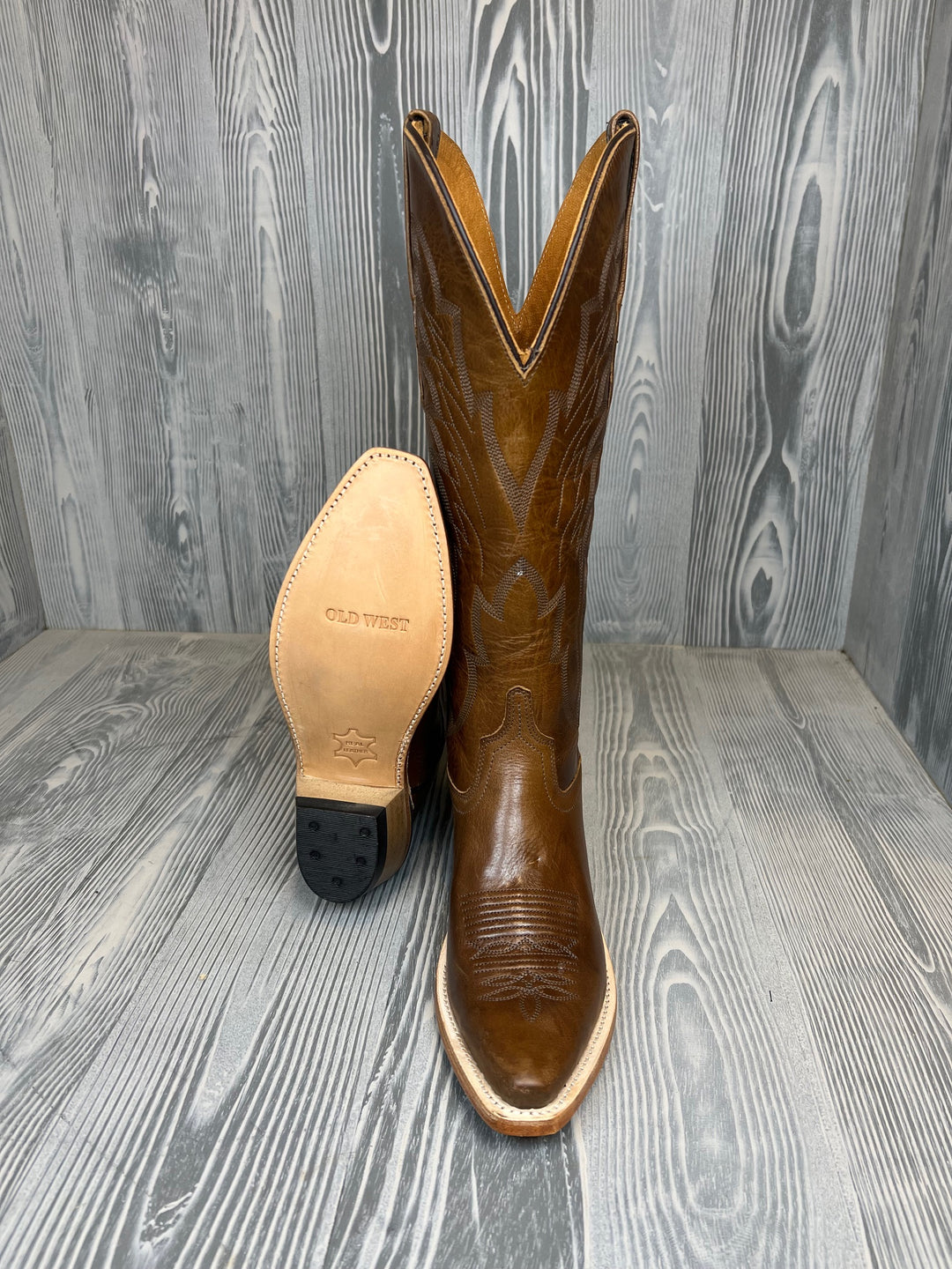 Women's Old West Snip Toe Vintage Brown with 14" Vintage Brown Tops - TS1555