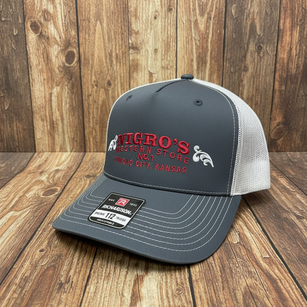 Nigro's Richardson 112 Charcoal/Gray Red Scrolls Logo - NBC 20