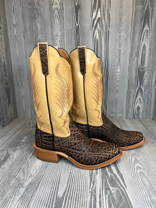 Rios of Mercedes Rum Brown Vintage Elephant with 13" Sage Calfskin Tops - Style 120