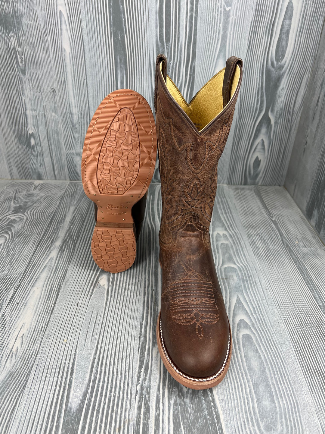 Justin Boots Round Toe Western Boots Men's Justin Clanton Khaki 12