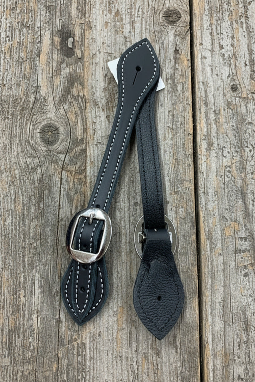 Black Double Stiched Stainless Steel Spur Strap