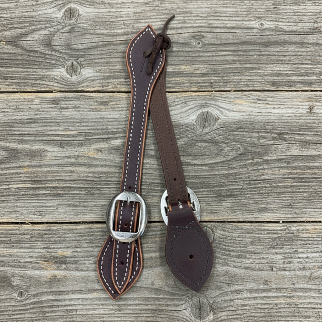 Burgundy Latigo Stainless Steel Spur Strap