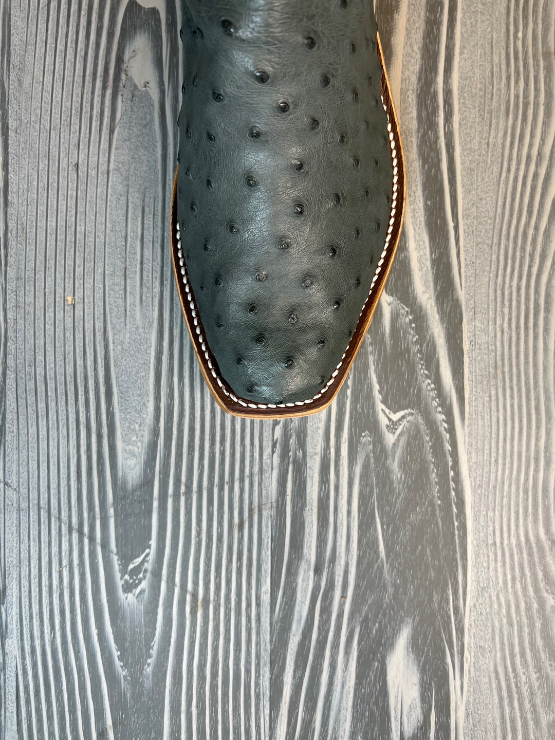 Men's Anderson Bean Charcoal Grey Full Quill Ostrich with 13" Blue Glove Tops - Style # 210