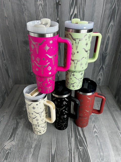 Laser Engraved Western Tumbler - Assorted Colors