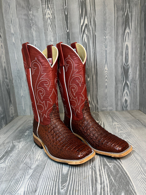 Men's Anderson Bean Rust Lux Caiman Hornback with 13" Red Fools Goat Tops - Style # 213