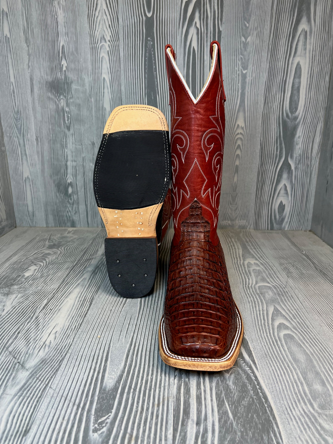 Men's Anderson Bean Rust Lux Caiman Hornback with 13" Red Fools Goat Tops - Style # 213