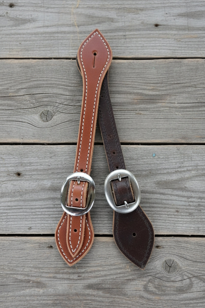 JM Light Brown Double Stitched Stainless Steel Spur Strap