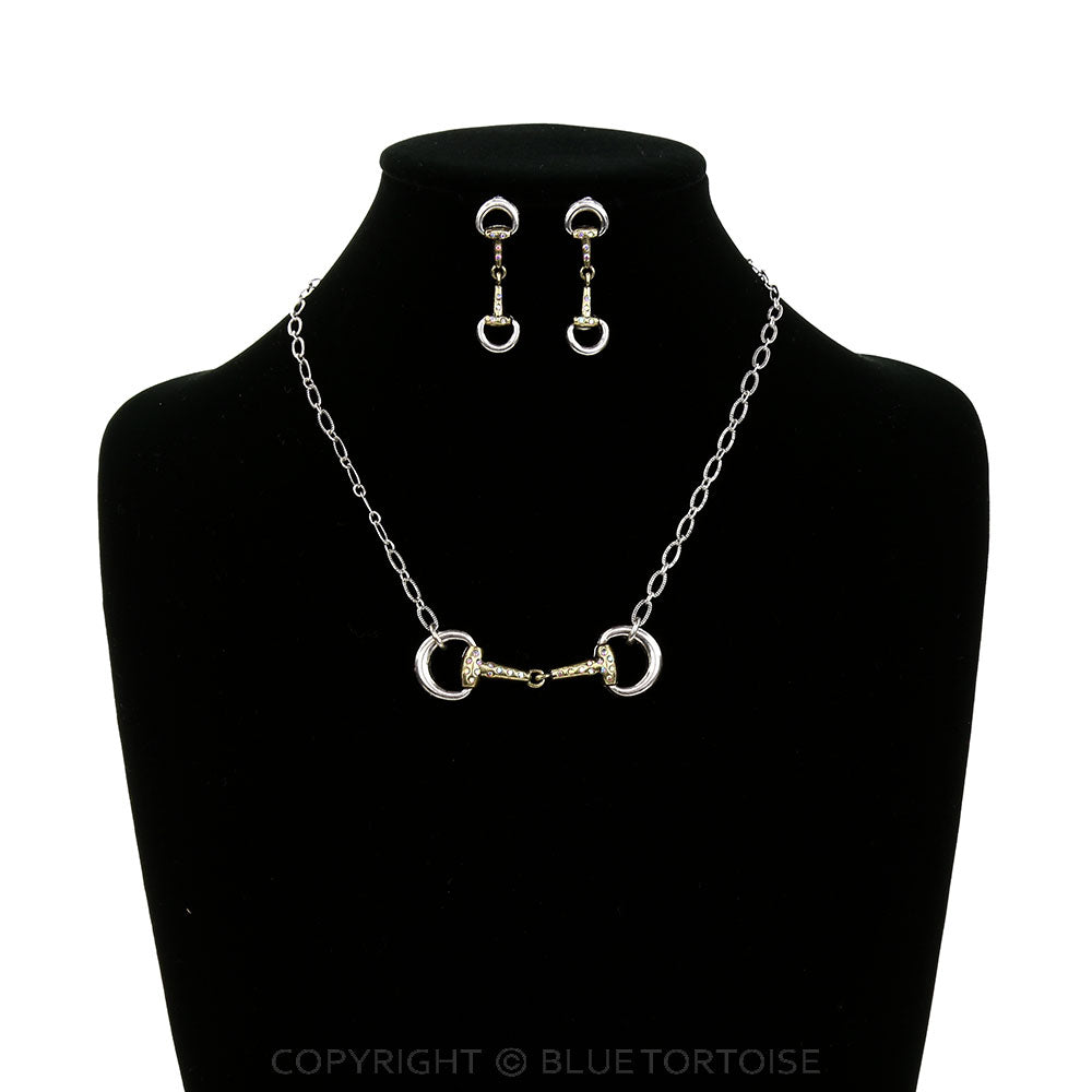 Blue Tortoise Western Horsebit Necklace Set - AS7773