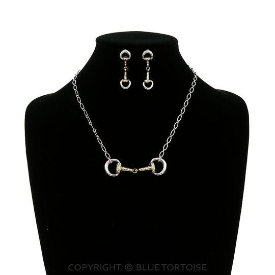 Blue Tortoise Western Horsebit Necklace Set - AS7773
