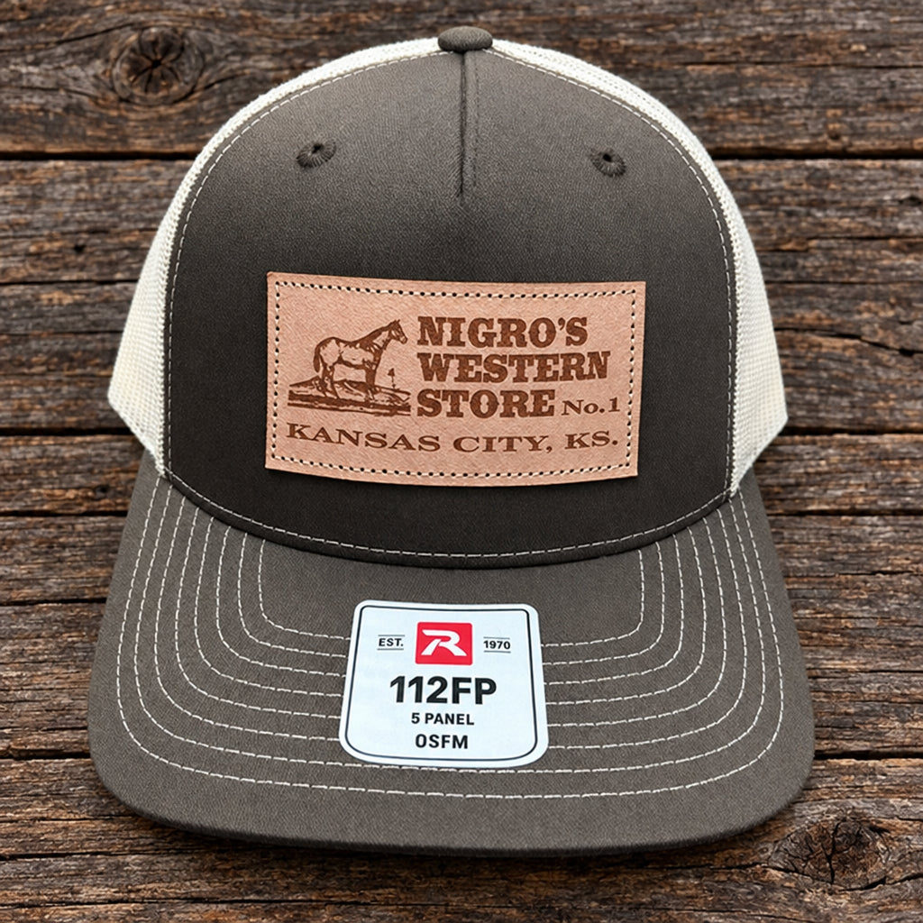 Nigro's Richardson 112 Five Panel Chocolate/Birch Leather Patch - NBC 3