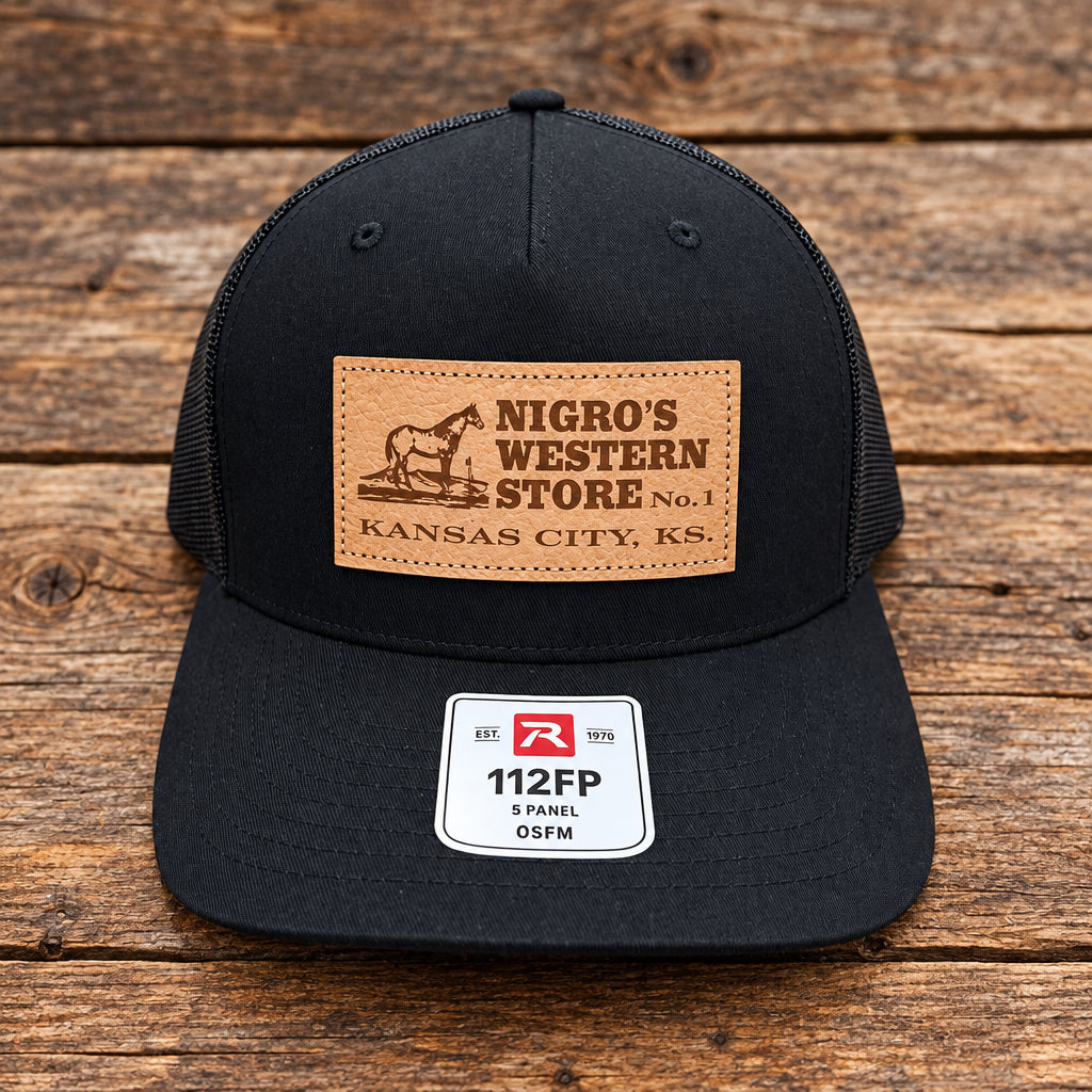 Nigro's Richardson 112 Five Panel Black Leather Patch - NBC 6