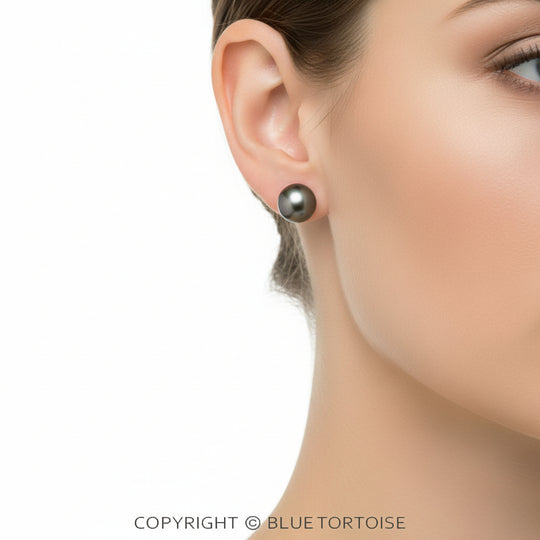 Blue Tortoise Navajo Style Pearl Stud Earring Set - JE1038