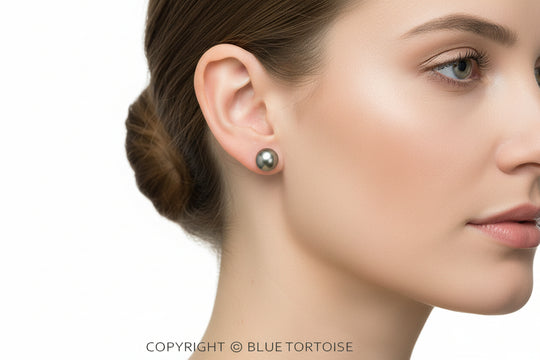 Blue Tortoise Navajo Style Pearl Stud Earring Set - JE1038