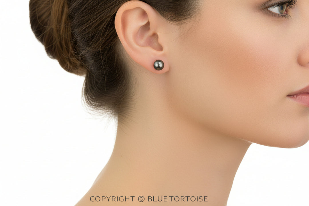 Blue Tortoise Navajo Style Pearl Stud Earring Set - JE1038