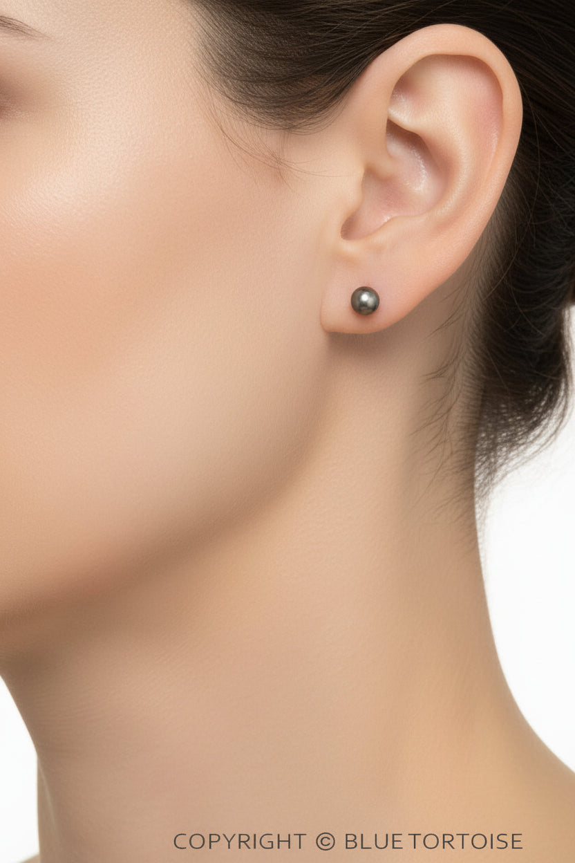 Blue Tortoise Navajo Style Pearl Stud Earring Set - JE1038