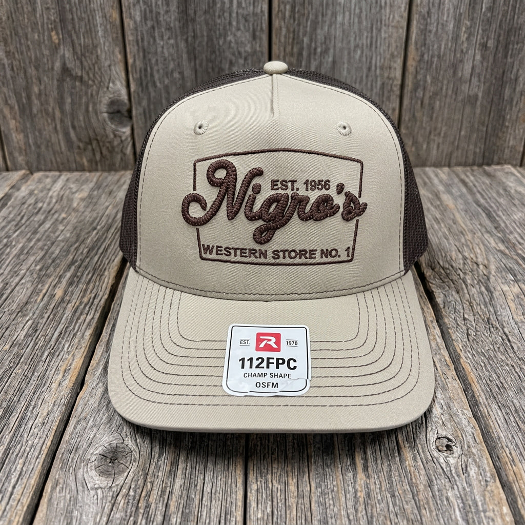Nigro's Richardson 112 Five Panel Khaki/Coffee Ball Cap - NBC 31