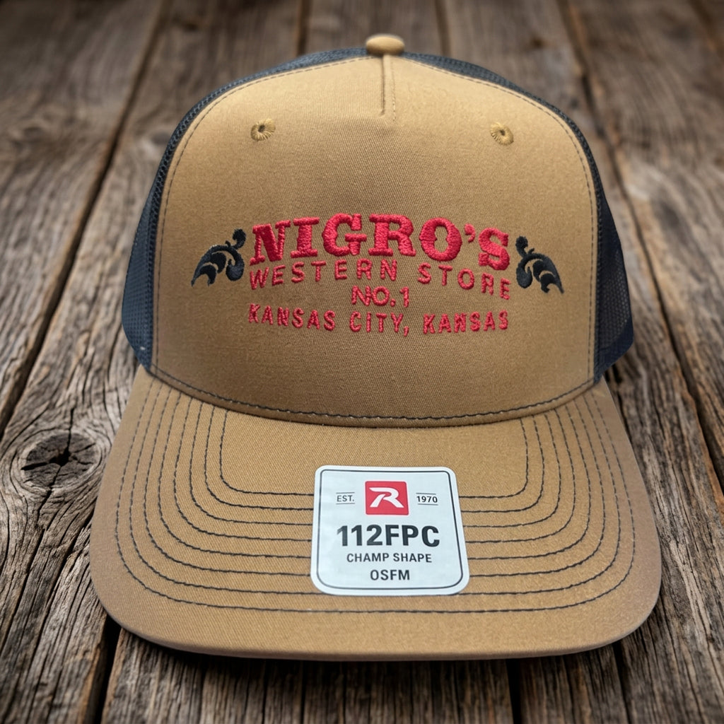 Nigro's Richardson 112 Five Panel Caramel/Black Ball Cap - NBC 30