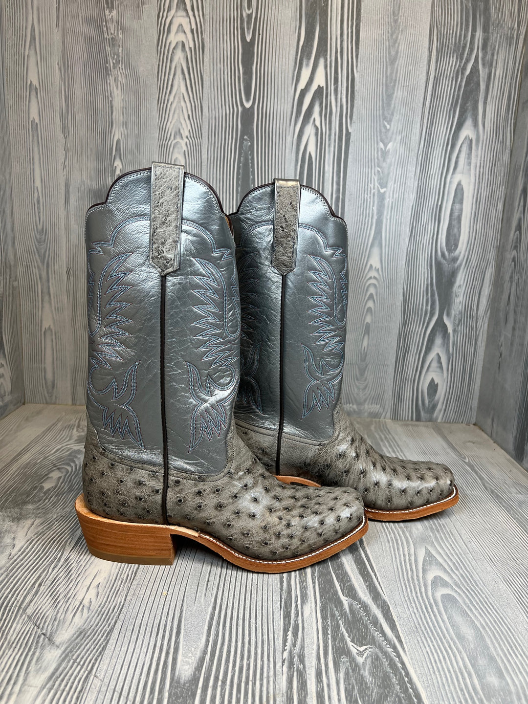 Men's Rios of Mercedes Serpentine Full Quill Ostrich with 13" Gunmetal Kidskin Tops - Style# 124