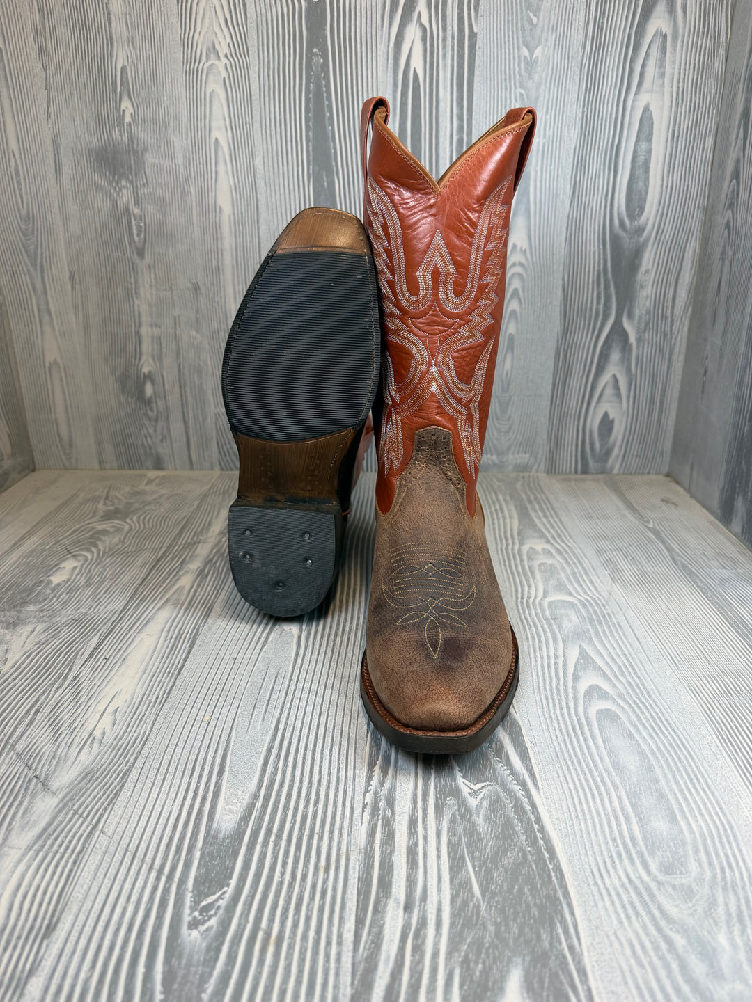 Men's Rios of Mercedes Tan Pent Vintage Bison with 13"Mahogany Calf Tops - Style 126