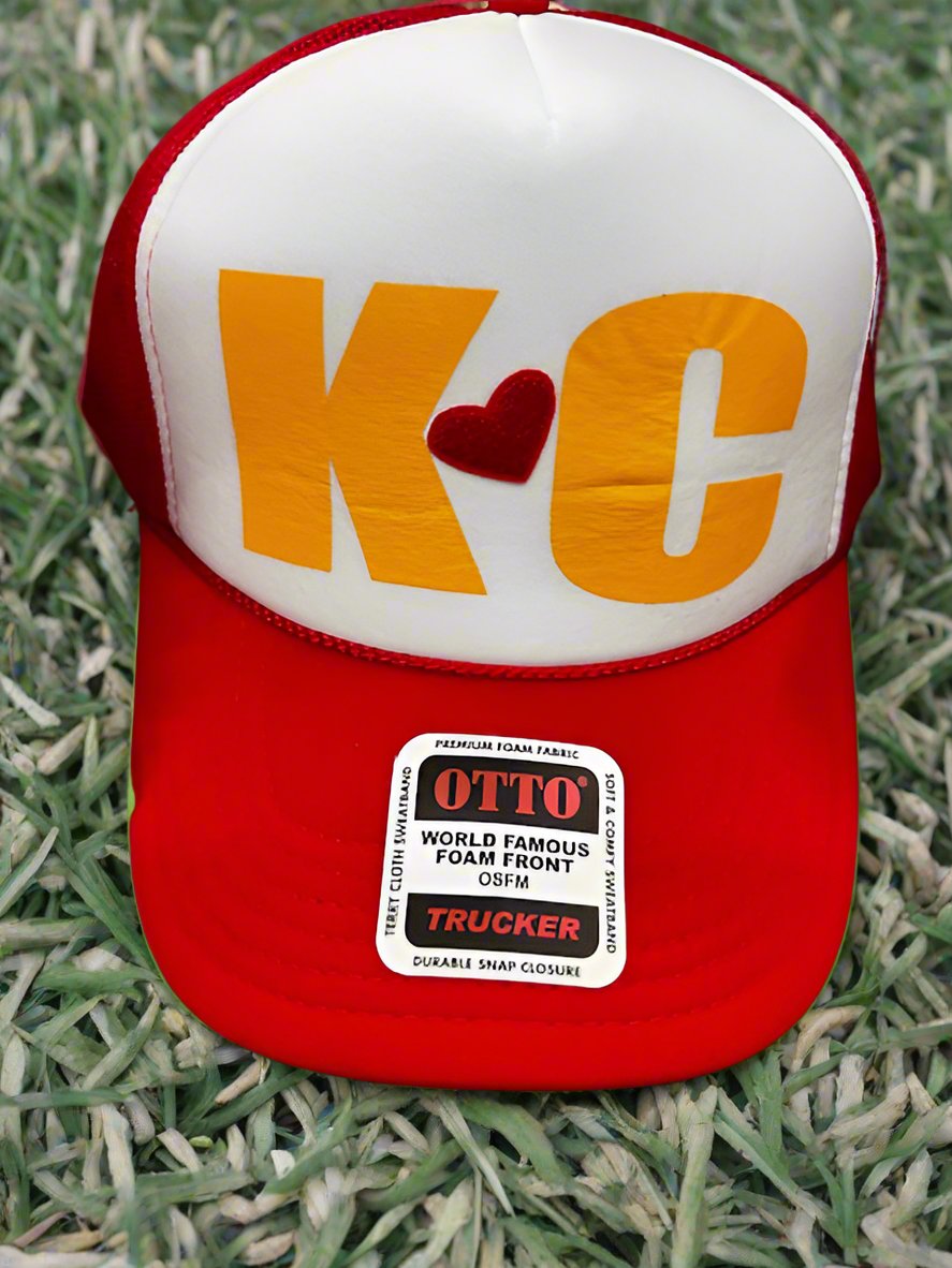 Texas True Threads KC Heart on Red Trucker Cap by Randi Mahomes - FINAL SALE