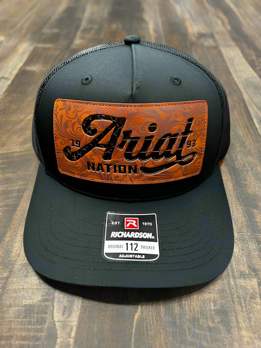 Ariat Black Leather Patch Logo Baseball Cap - A300086201