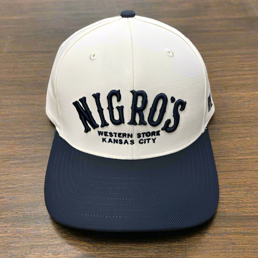 Nigro's Richardson 512 Six Panel Navy Blue "Nigro's" Arch in Birch - NBC #57