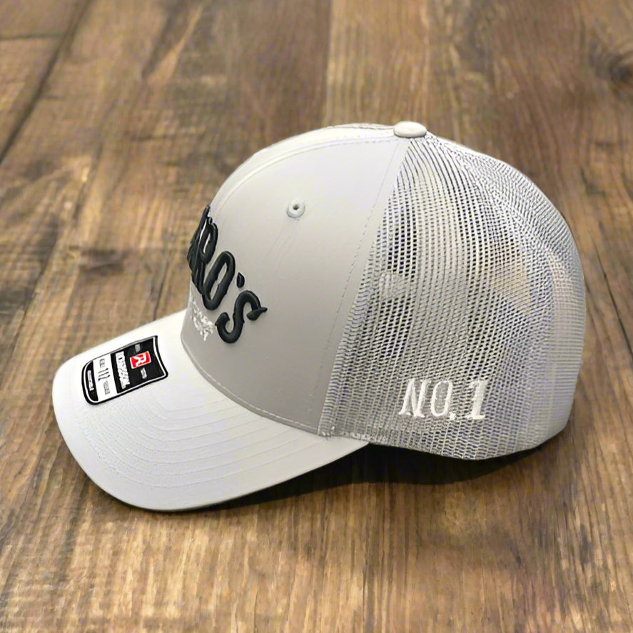 Nigro's Richardson 112 6 Panel "Nigro's" Black Arch Light Grey Cap - NBC #31