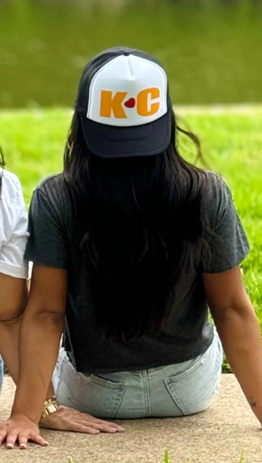 Texas True Threads KC Heart on Black Trucker Cap by Randi Mahomes - FINAL SALE