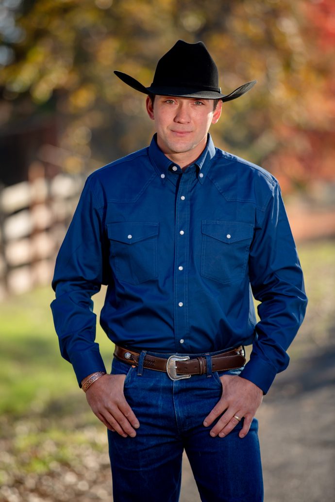 Men's Wyoming Trading Oxford Pearl Snap Bue Western Shirt - SW