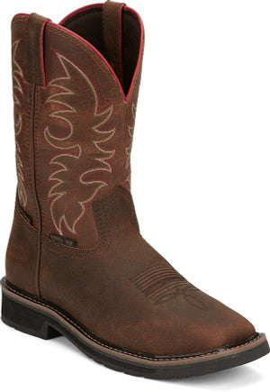Men's Justin Driller Pecan Brown Steel Toe Waterproof Work Boot - SE3117