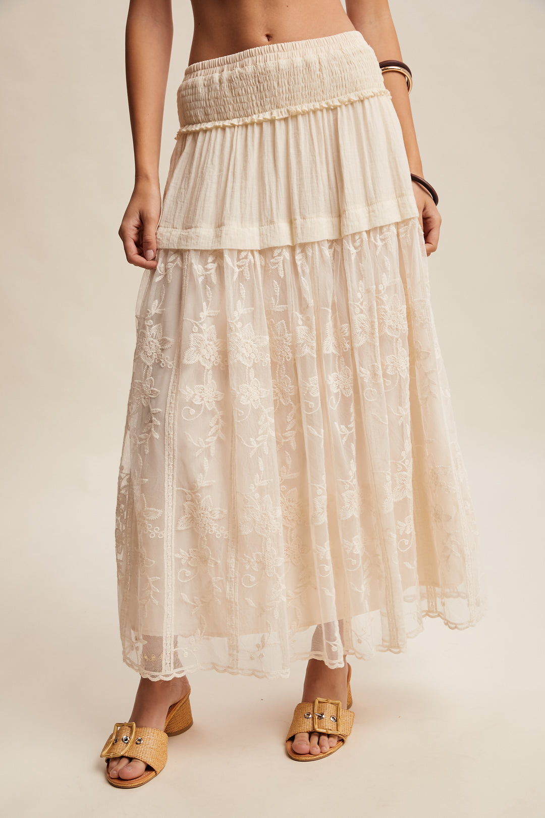 Ladies Listicle Embroidered Sheer Maxi Skirt - LSK0297