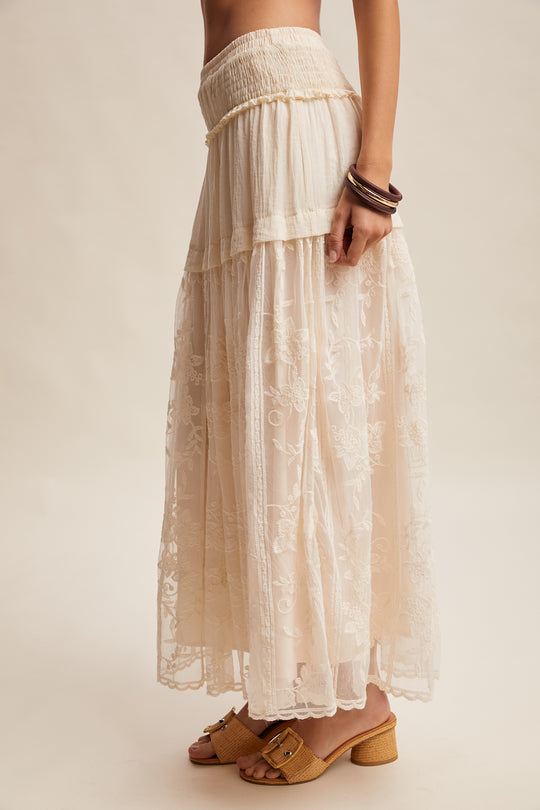 Ladies Listicle Embroidered Sheer Maxi Skirt - LSK0297