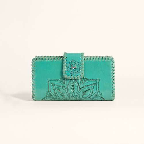 Loyal West Desert Lotus Wallet - Turquoise Handtooled Leather & Calfskin - LW-SS25-168-LW
