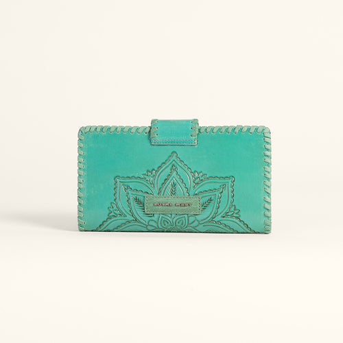 Loyal West Desert Lotus Wallet - Turquoise Handtooled Leather & Calfskin - LW-SS25-168-LW