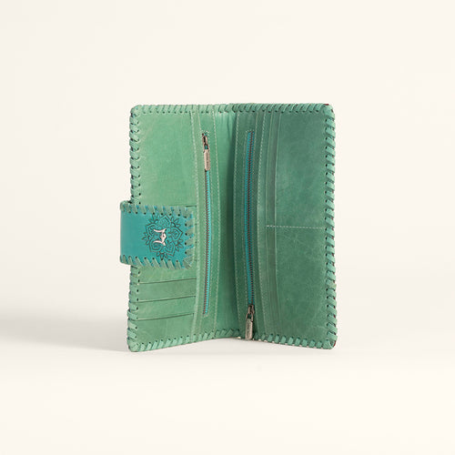 Loyal West Desert Lotus Wallet - Turquoise Handtooled Leather & Calfskin - LW-SS25-168-LW