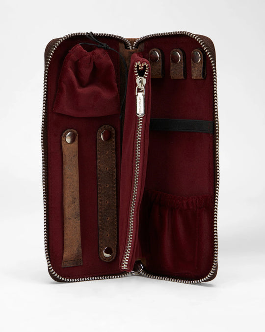 Loyal West Ranch Road Jewelry Case In Brown & White Cowhide - LW-s25-230