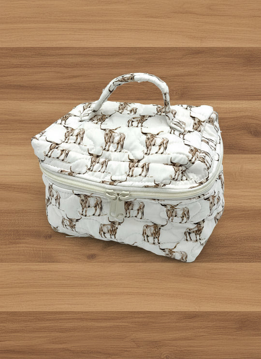 Ida Mae Home Longhorn Icon Brown Quilted Travel Case