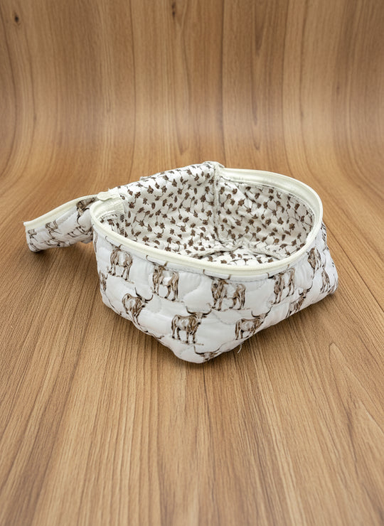 Ida Mae Home Longhorn Icon Brown Quilted Travel Case