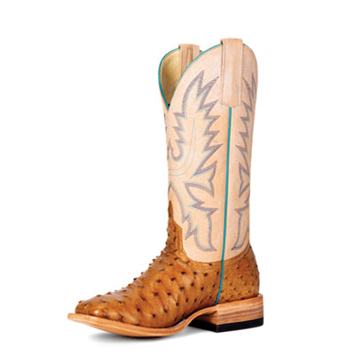 Women's Macie Bean Antique Saddle Full Quill Ostrich with 12" Bleached Bone Tops - M2005A
