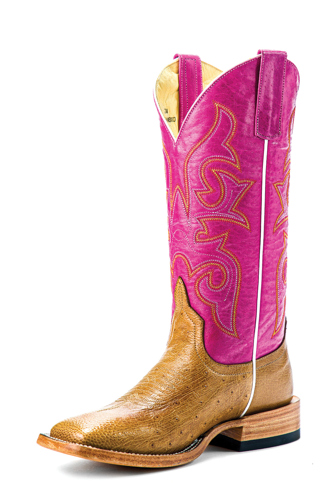 Women's Macie Bean Antique Saddle Smooth Ostrich with 12" Pink Sinsation Tops - M2011