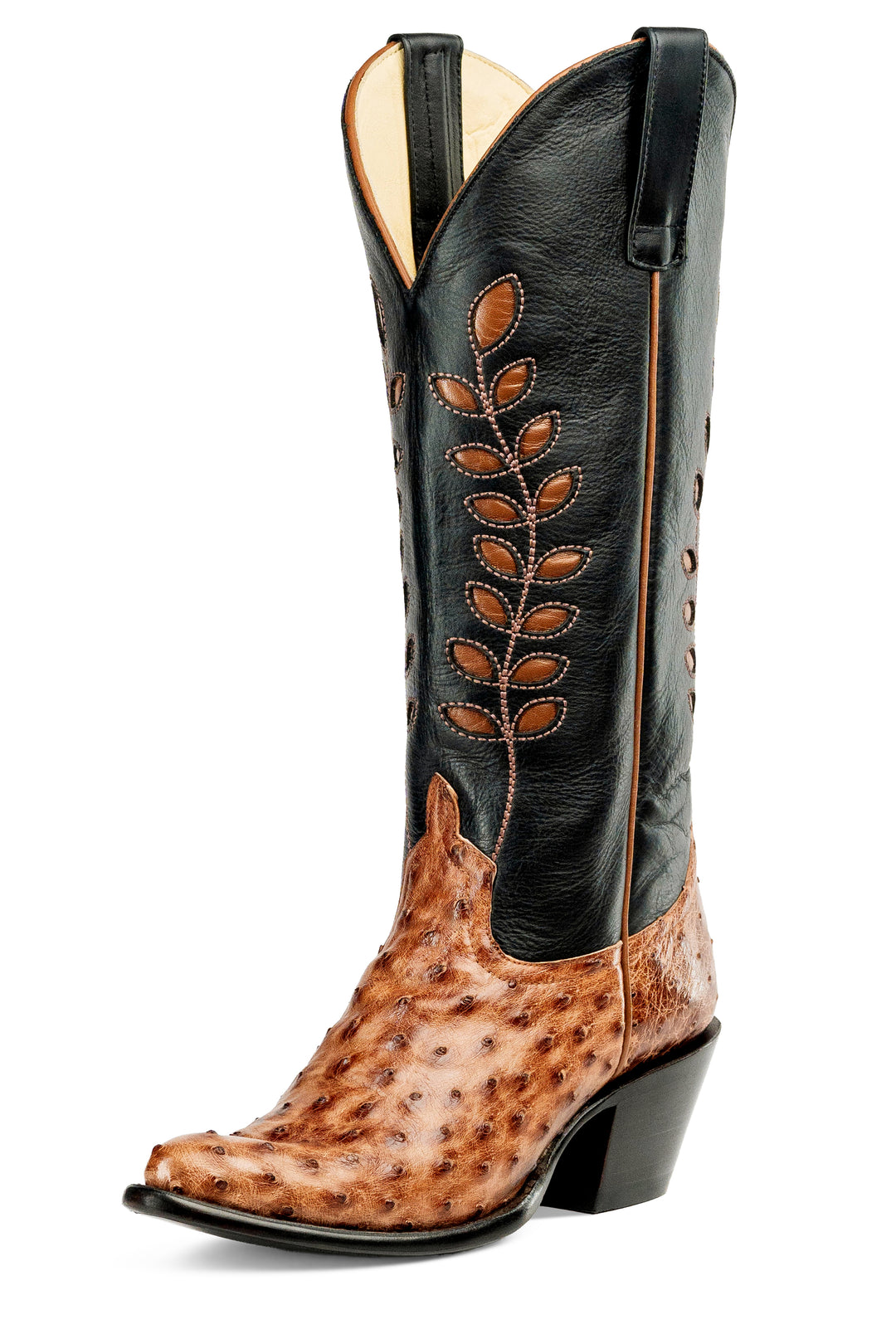 Women's Macie Bean Kango Tobac Full Quill Ostrich with 15" Black Station Tops - M4007