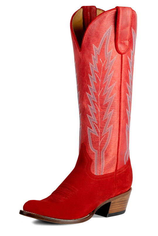 Macie Bean "Drop It Like It's Hot" Red Suede with 15" Rodeo Red Tops - M5238