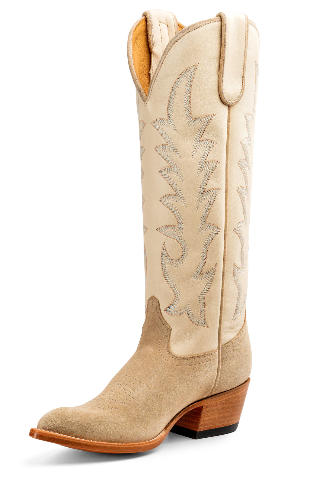 Women's Macie Bean "Pearl Snap Queen" Cream Suede with 15" Bone Sparta Tops - M5249
