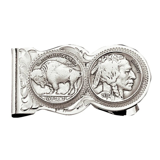 Montana Silversmiths Buffalo Indian Nickel Scalloped Money Clip - MCL50